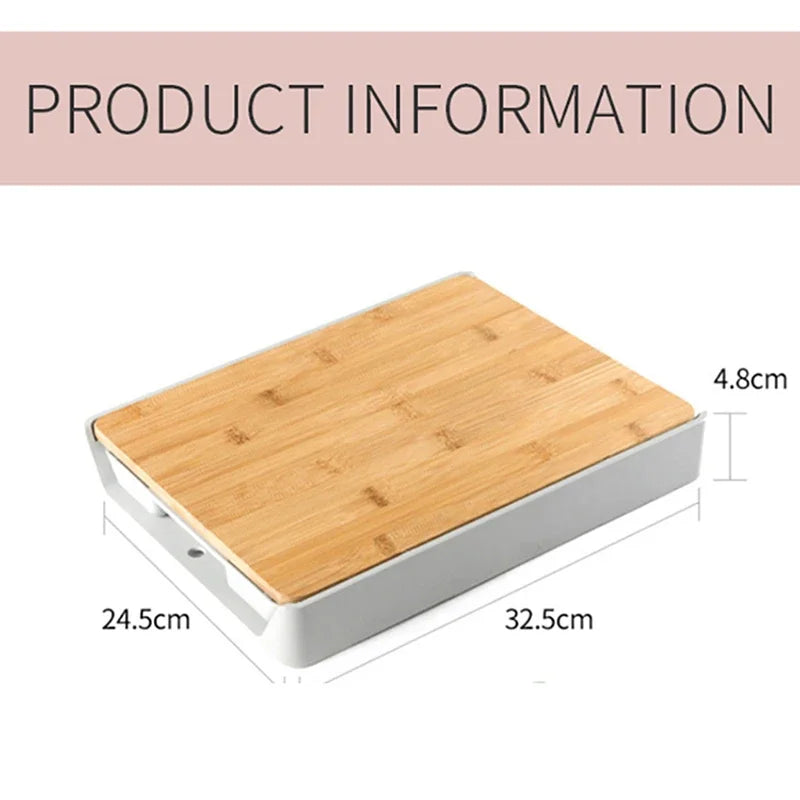 Planche à Découper de Cuisine avec Boîte de Rangement et Égouttoir