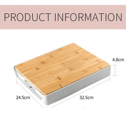 Planche à Découper de Cuisine avec Boîte de Rangement et Égouttoir